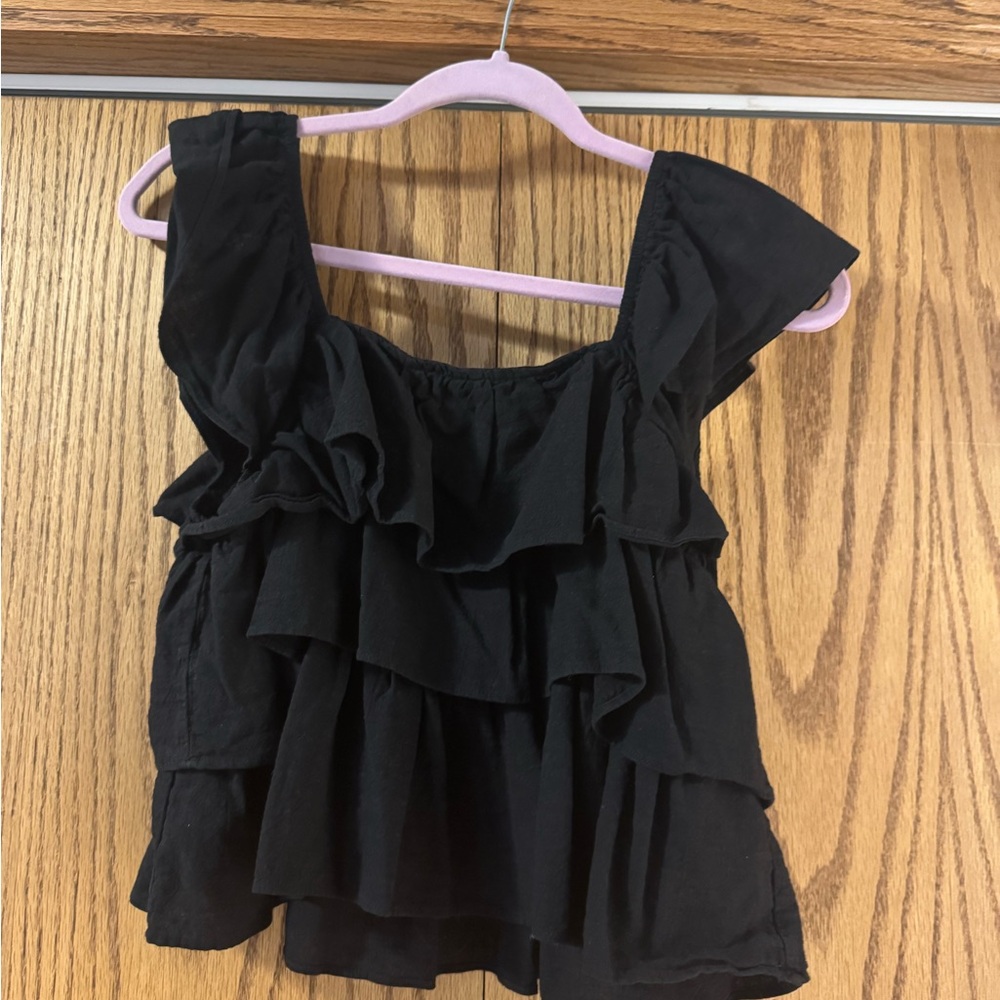 HYFVE Black Layered Ruffle Blouse